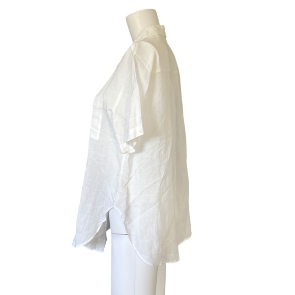 Theory Hekanina Tie Front Shirt White Short Sleeve Button Up Womens Size Medium - Picture 3 of 10